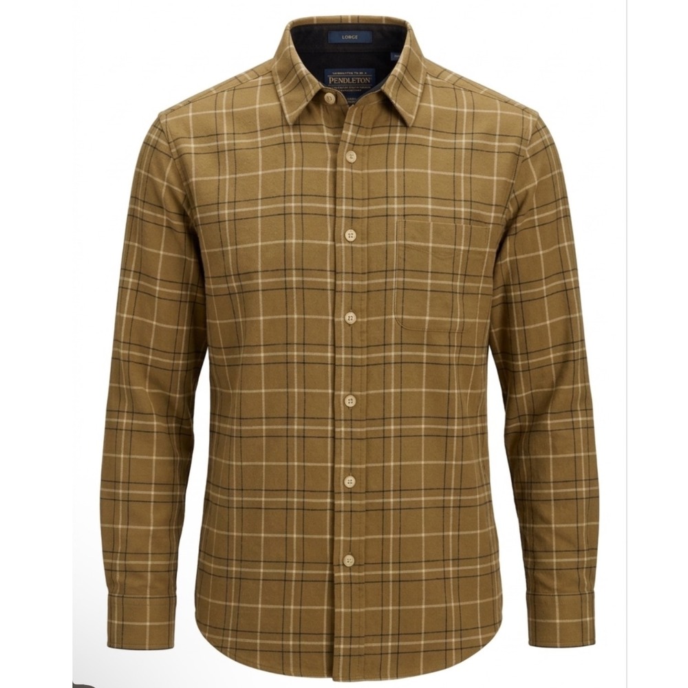 Pendleton Men's Lodge Shirt 100% Virgin Wool Bronze Windowpane Plaid Size M